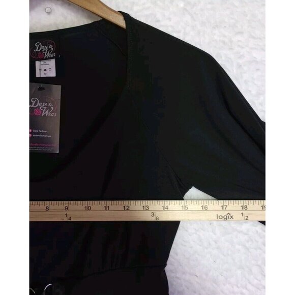 Dare To Wear Treasure Top In Plum/Black Bell Sleeve Gothic Top Women's Sz M NEW - Picture 5 of 14